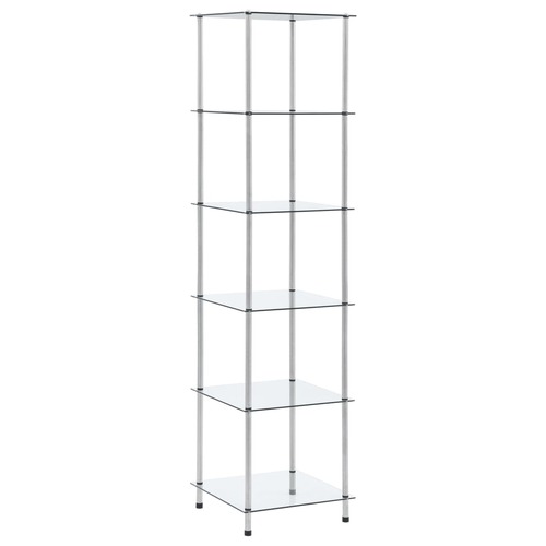 6-Tier Shelf Transparent 40x40x160 cm Tempered Glass