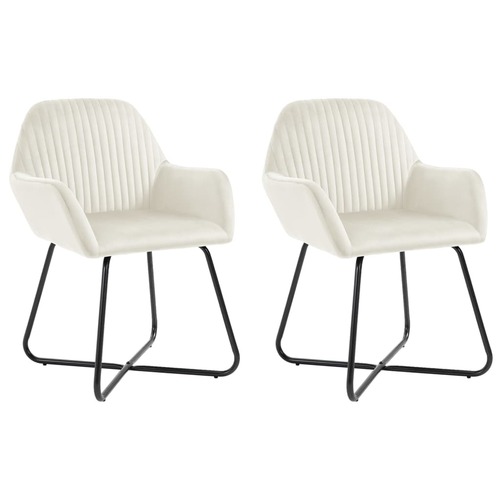 Dining Chairs 2 pcs Cream Velvet