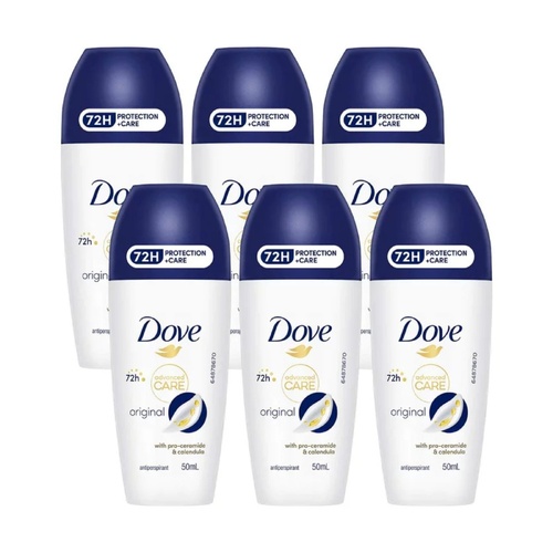 Dove Womens Roll On Antiperspirant Deodorant 6 x 50ml Pack Invisible Dry 72Hr