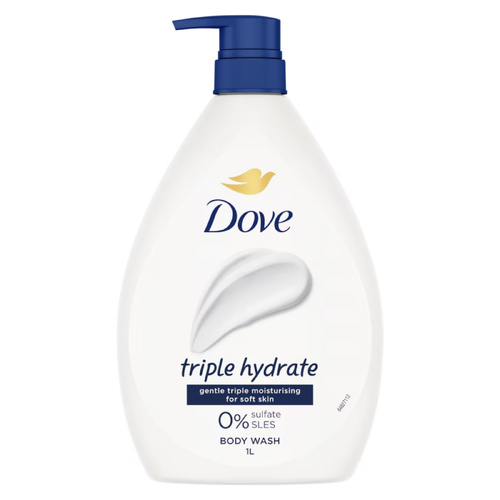 Dove Moisturising Body Wash 2 x 1L Pack Triple Moisture Sulfate Free Shower Gel Body Wash