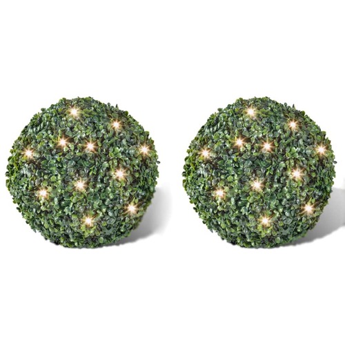 Boxwood Ball Artificial Leaf Topiary Ball 35 cm With Solar LED String 2 pcs