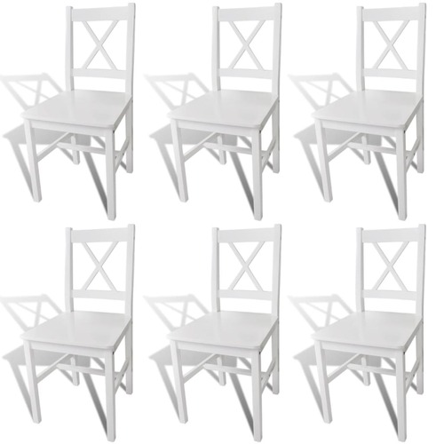 Dining Chairs 6 pcs White Pinewood