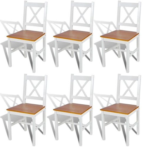 Dining Chairs 6 pcs White Pinewood