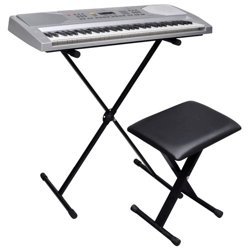 61-Key Electric Keyboard + Adjustable Keyboard Stand and Stool Set