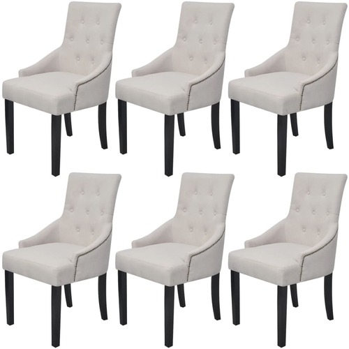 Dining Chairs 6 pcs Cream Grey Fabric