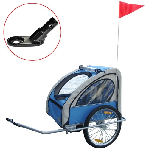Kids' Bicycle Trailer with Extra Connector Blue 36 kg