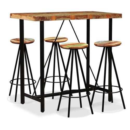 Bar Set 5 Pieces Solid Wood Reclaimed