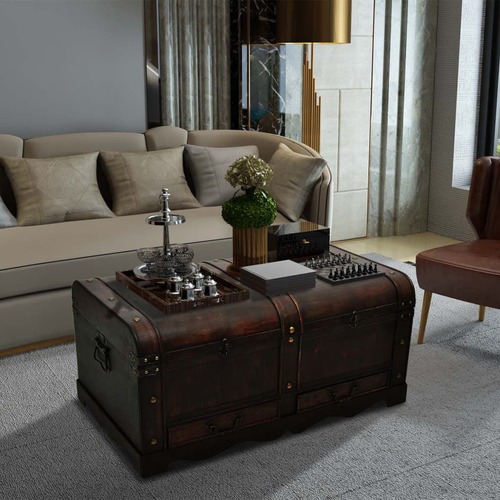 Treasure Chest Wood Black 90x51x42 cm