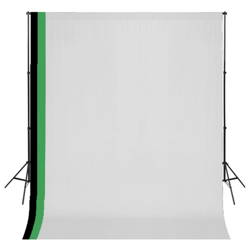 Photo Studio Kit with 3 Cotton Backdrops Adjustable Frame 3x3 m