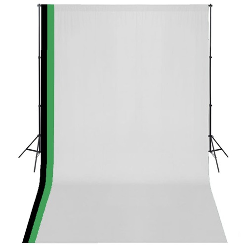 Photo Studio Kit with 3 Cotton Backdrops Adjustable Frame 3x5 m
