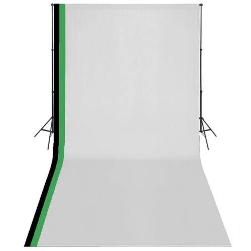 Photo Studio Kit with 3 Cotton Backdrops Adjustable Frame 3x6 m