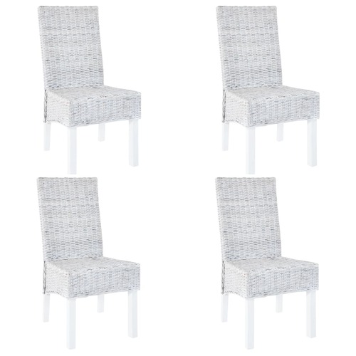 Dining Chairs 4 pcs Light Brown Kubu Rattan and Mango Wood