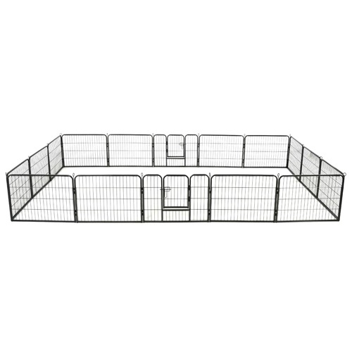 Dog Playpen 16 Panels Steel 60x80 cm Black