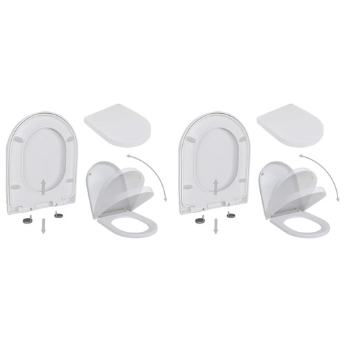 Toilet Seats with Soft Close Lids 2 pcs Plastic White
