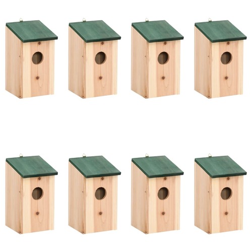 Bird Houses 8 pcs Wood 12x12x22 cm