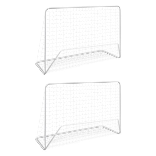 Football Goals 2 pcs with Nets 182x61x122 cm Steel White