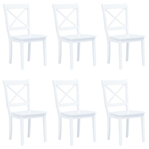 Dining Chairs 6 pcs White Solid Rubber Wood