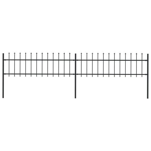 Garden Fence with Spear Top Steel 3.4 m Black
