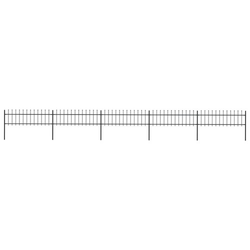 Garden Fence with Spear Top Steel 8.5 m Black