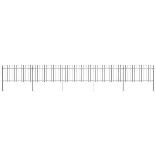 Garden Fence with Spear Top Steel 8.5 m Black