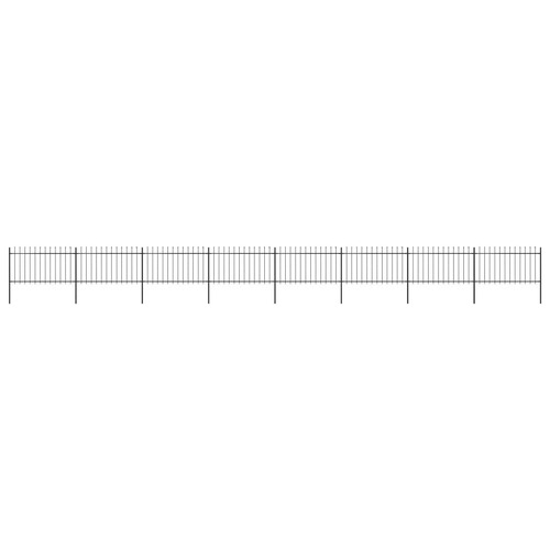 Garden Fence with Spear Top Steel 13.6 m Black