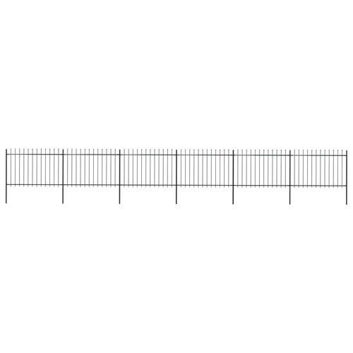 Garden Fence with Spear Top Steel 10.2 m Black