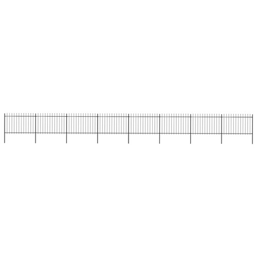 Garden Fence with Spear Top Steel 13.6 m Black