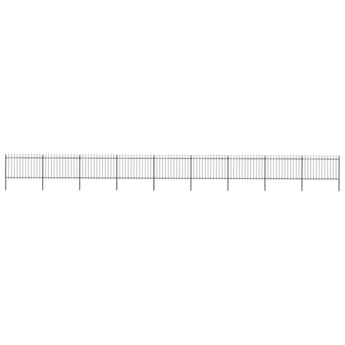 Garden Fence with Spear Top Steel 15.3 m Black