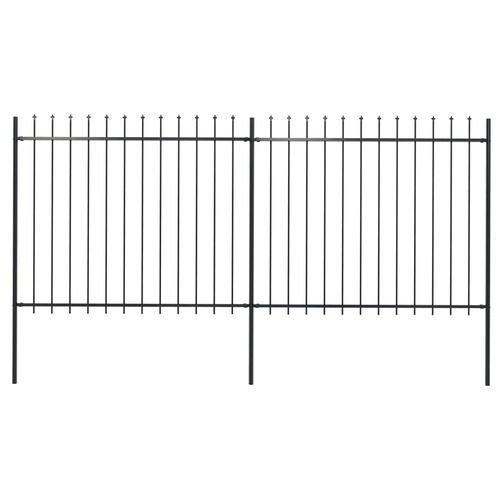 Garden Fence with Spear Top Steel 359x150 cm Black