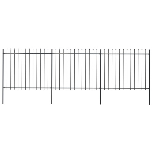 Garden Fence with Spear Top Steel 537x150 cm Black