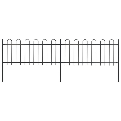 Garden Fence with Hoop Top Steel 3.4 m Black