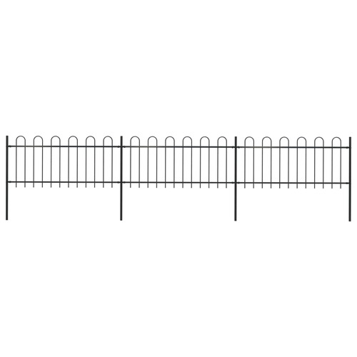 Garden Fence with Hoop Top Steel 5.1 m Black