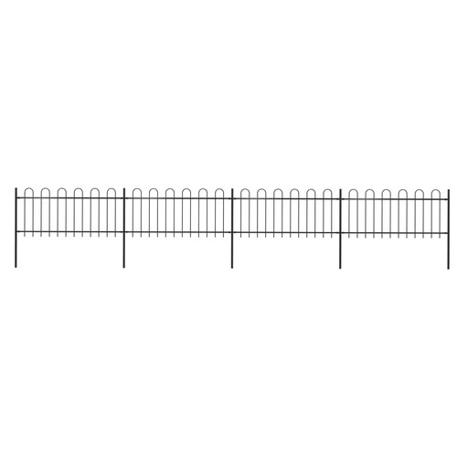 Garden Fence with Hoop Top Steel 6.8 m Black
