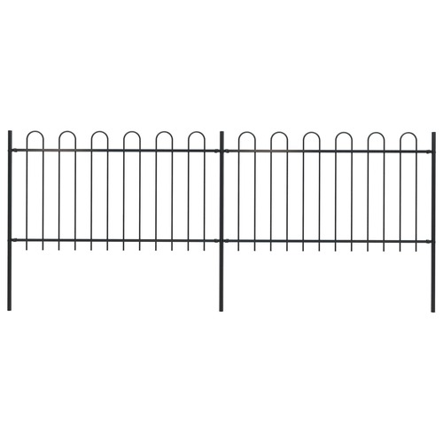 Garden Fence with Hoop Top Steel 3.4 m Black