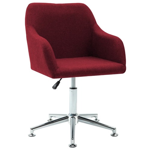 Swivel Office Chair Wine Red Fabric