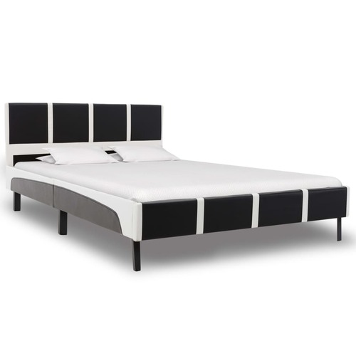 Bed Frame Black and White Faux Leather 106x203 cm King Single