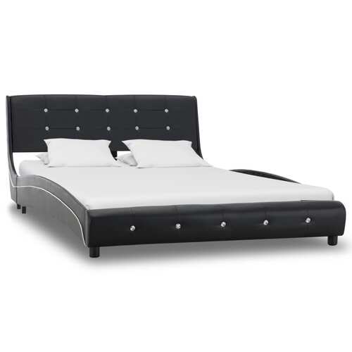 Bed Frame Black Faux Leather 106x203 cm King Single