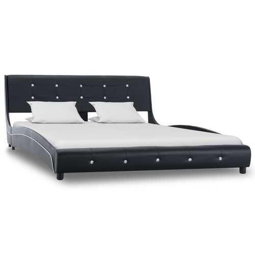 Bed Frame Black Faux Leather 137x187 cm Double