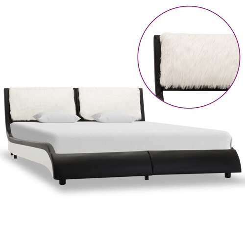 Bed Frame Black and White Faux Leather 106x203 cm King Single 