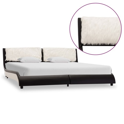 Bed Frame Black and White Faux Leather 153x203 cm Queen