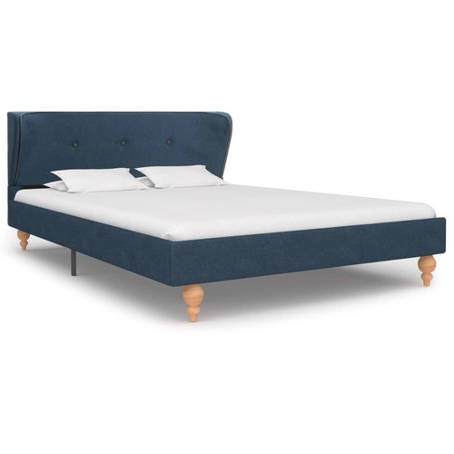 Bed Frame Blue Fabric 106x203 cm  King Single