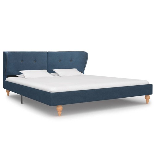 Bed Frame Blue Fabric 153x203 cm  Queen