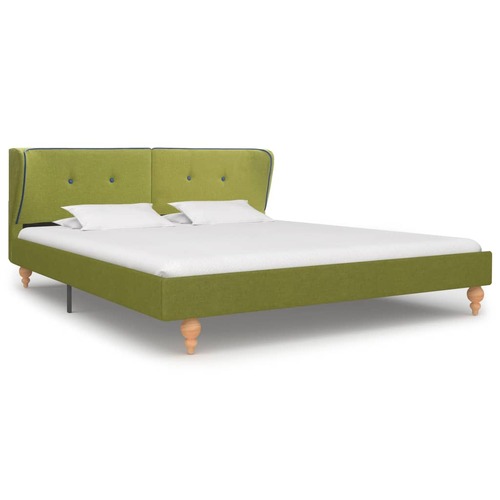 Bed Frame Green Fabric 153x203 cm  Queen