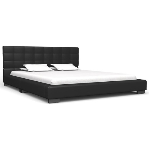 Bed Frame Black Faux Leather 137x187 cm  Double