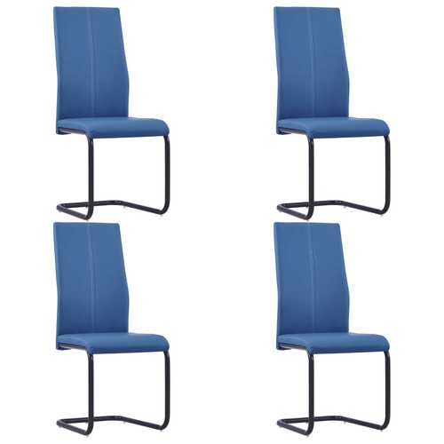 Cantilever Dining Chairs 4 pcs Blue Faux Leather
