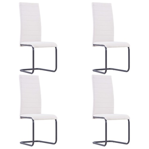 Cantilever Dining Chairs 4 pcs Cream Fabric