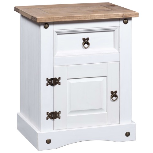 Bedside Cabinet Mexican Pine Corona Range White 53x39x67 cm