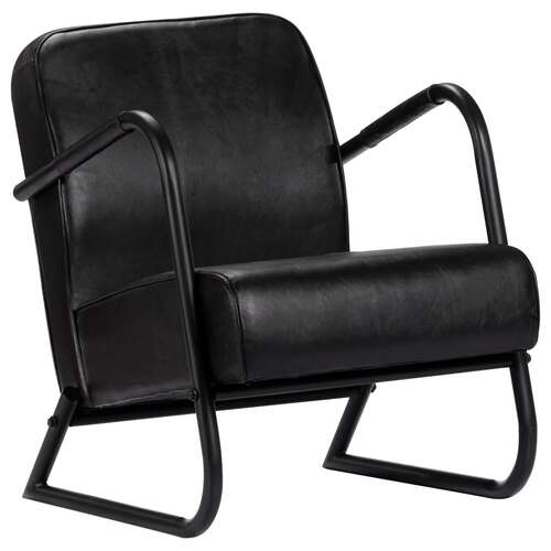 Relax Armchair Black Real Leather