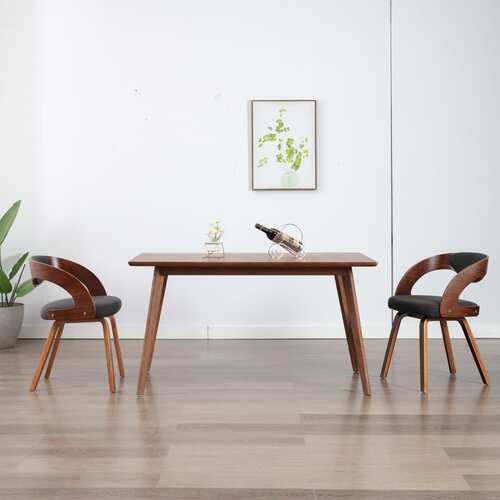 Dining Chairs 2 pcs Dark Grey Bent Wood and Fabric