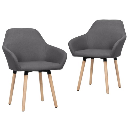 Dining Chairs 2 pcs Dark Grey Fabric